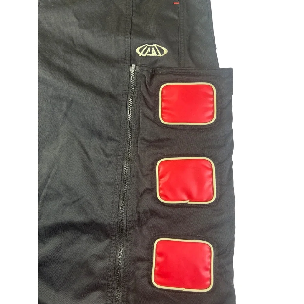 Vintage MacGear Wide Leg Rave Pants Black Red Reflective Cyber Goth Y2K Size 36